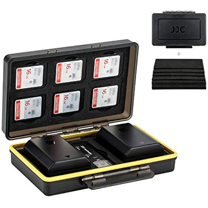 CAMERA BATTERY AND SD CARD CASE,WATER-RESISTANT & SHOCKPROOF,CAMERA BATTERY HOLDER STORAGE FOR CANON LP-E6 NIKON EN-EL15 SONY NP-FZ100 FUJIFILM NP-W126S AND MORE