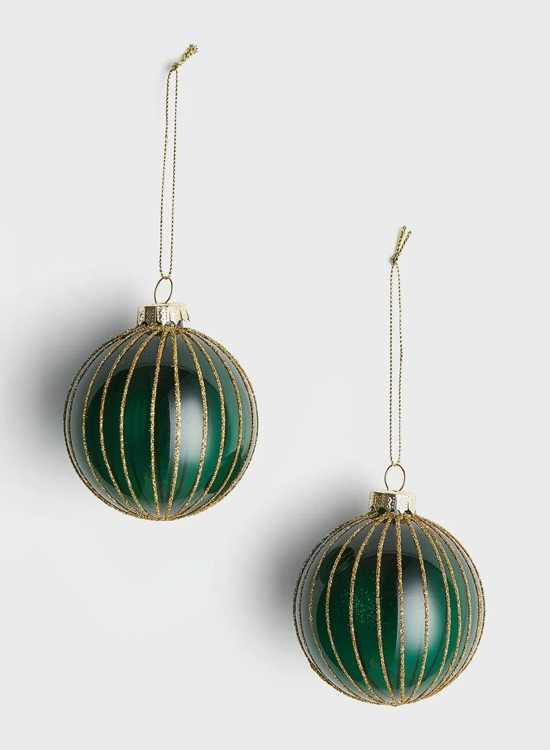 H&M 2-Pack Glittery Glass Christmas Tree Baubles