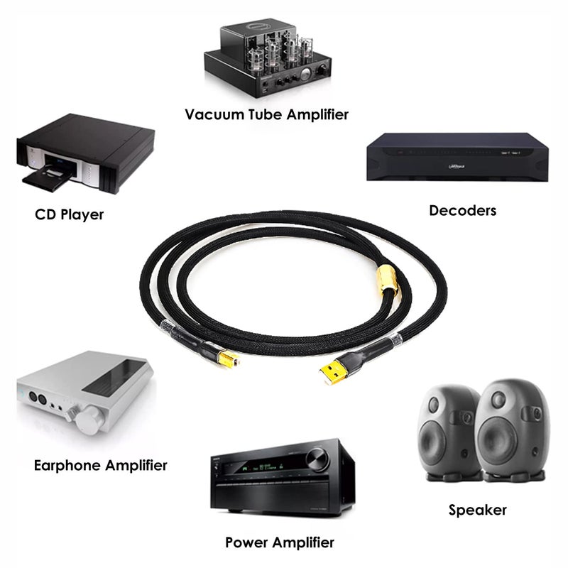 Viborg HiFi USB Cable 3.3FT Type A Male to Type B Male Audio Digital Cable Printer Scanner Cord USB 2.0 for DAC, Decoder, Printer, Scanner - Image 5