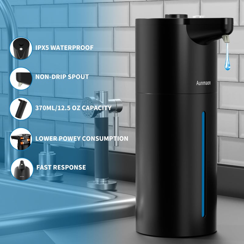 Aunmaon Automatic Soap Dispenser Touchless Simple Physical Adjustment Hand Soap Dispenser Low Battery Consumption Dish Soap Dispenser Kitchen Bathroom Hands Free Auto Soap Dispenser - Image 4