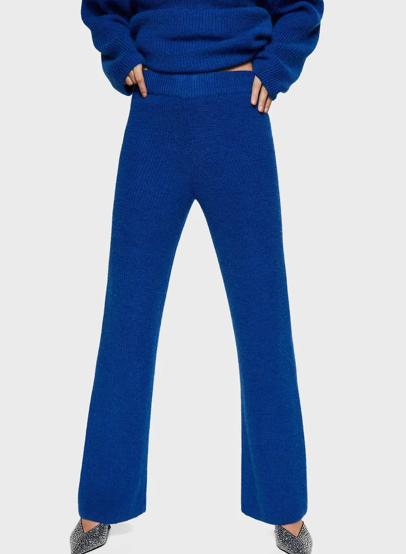 MANGO Ribbed Wide Leg Pants