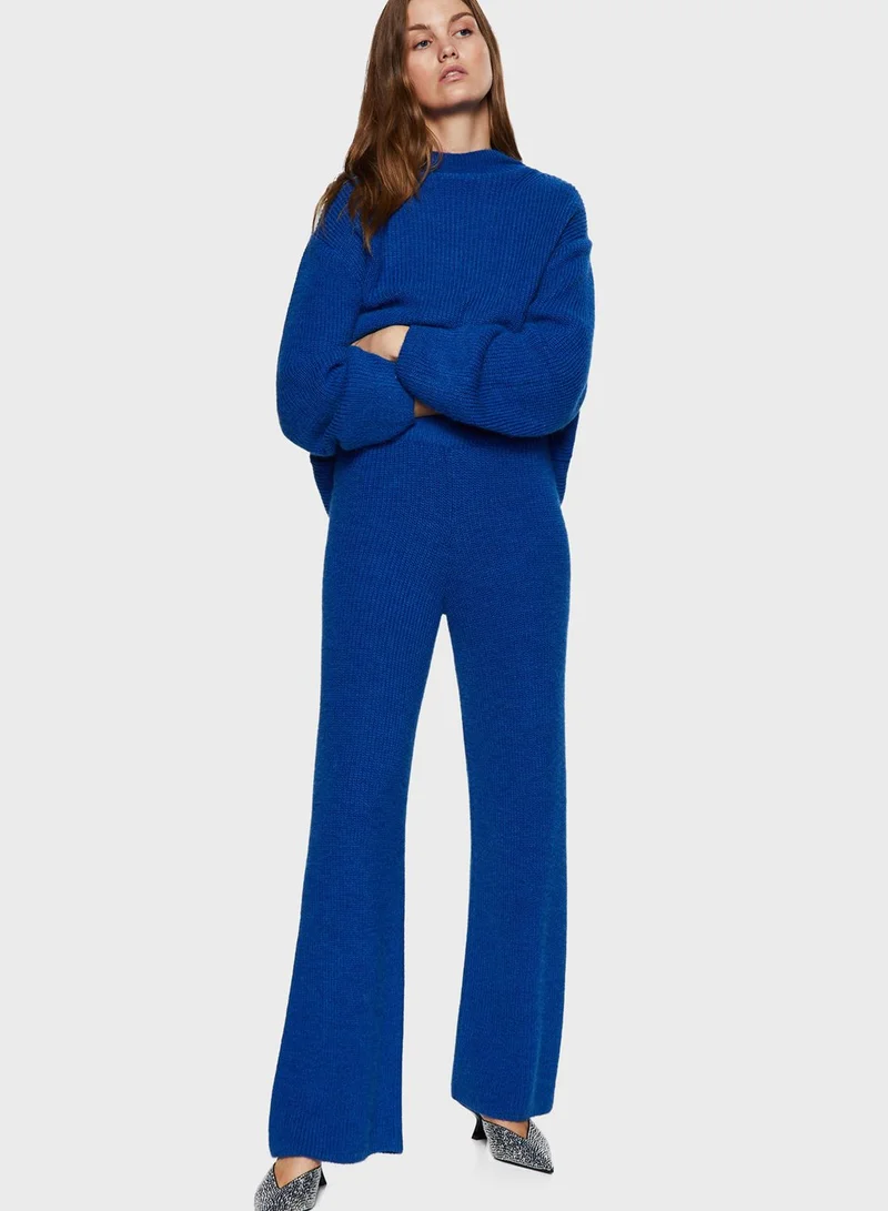 MANGO Ribbed Wide Leg Pants