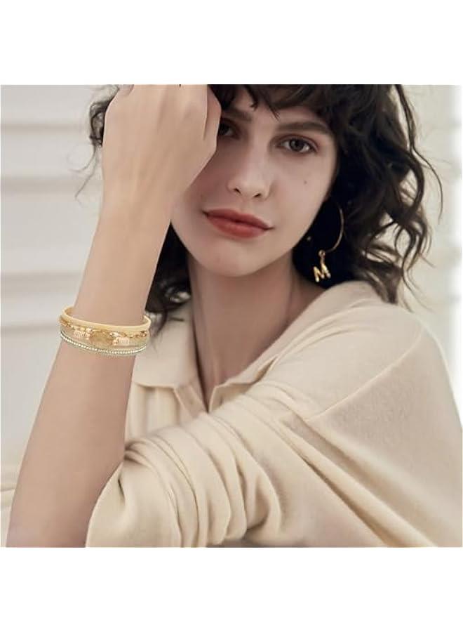 Arabest 6 Pieces Turquoise Bohemian Bracelet for Women Leather Cuff Bracelet Western Multilayer Bracelets Turquoise Wristbands for Women Men - Image 5