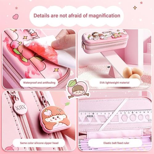 DEOXY Premium 3D Double Layer Pencil Case Eva Large Capacity Zipper Pouch Bag Compass School Organizer Students Kids Stylish Pen Holder Stationery Box (Rabbit) - Image 5