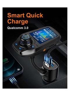 Y&D Bluetooth FM Transmitter in-Car Wireless Radio Adapter Kit W 1.8" Color Display Hands-Free Call AUX in Out SD TF Card USB Charger QC3.0 for All Smartphones Audio Players  - Image 5