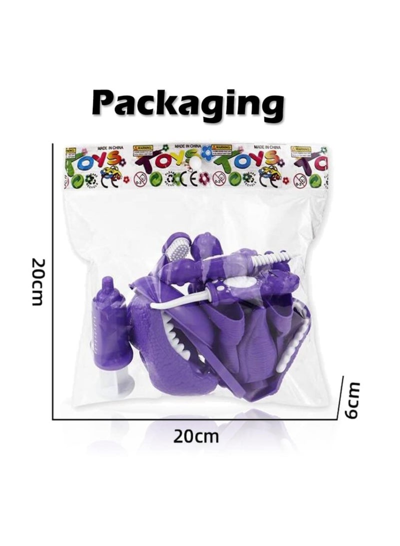 SYOSI 10PCS Plastic Dinosaur Simulation Dentist Play Set Animation Medical Kit Pretend Toy for Kids Hygienic Habbit Cultivation Role Game Children 5 Models 4 Colors OPP Bag Packaging - Image 5