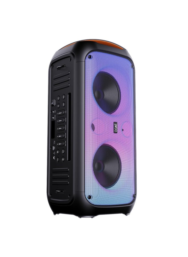 boAt Partypal 300 Speaker with 120 W Signature Sound, Karaoke with Built-in Mic, Up to 6 hrs Playtime, TWS Mode, Bluetooth v5.3, AUX Port, & USB Type-C Port(Premium Black) Premium Black