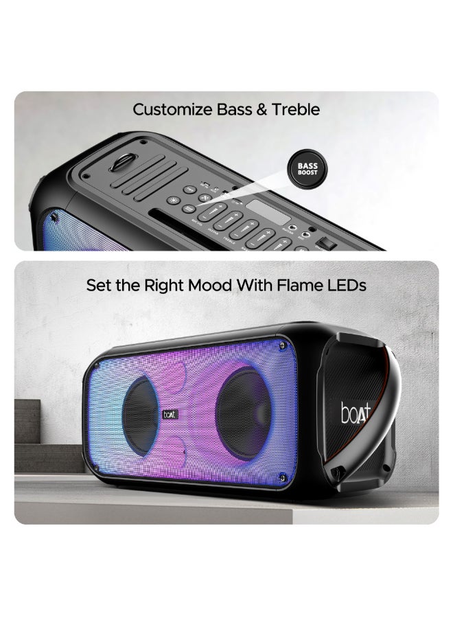 boAt Partypal 300 Speaker with 120 W Signature Sound, Karaoke with Built-in Mic, Up to 6 hrs Playtime, TWS Mode, Bluetooth v5.3, AUX Port, & USB Type-C Port(Premium Black) Premium Black - Image 3
