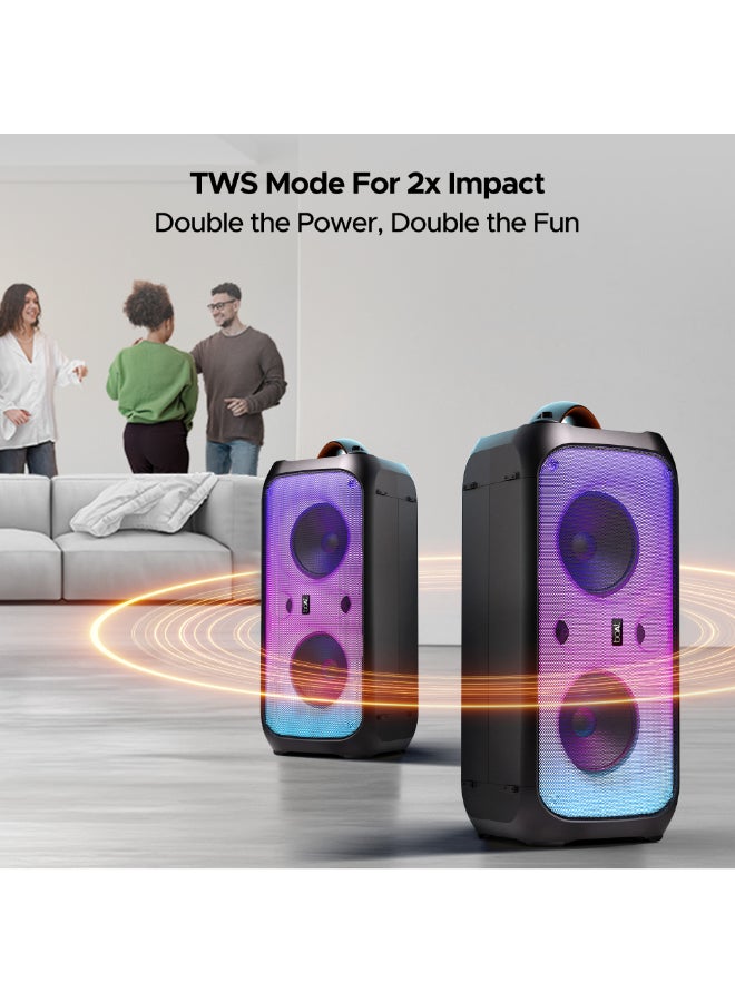 boAt Partypal 300 Speaker with 120 W Signature Sound, Karaoke with Built-in Mic, Up to 6 hrs Playtime, TWS Mode, Bluetooth v5.3, AUX Port, & USB Type-C Port(Premium Black) Premium Black - Image 5