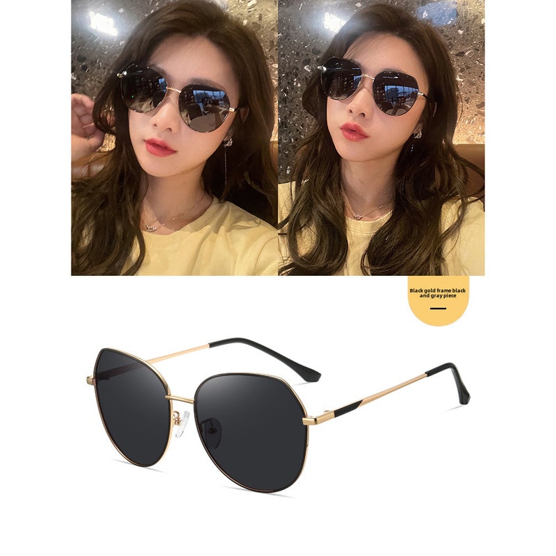 Generic 2024 New Womens Luxury Sunglasses UV Protection Oversized SlimmingGold frame Black gray sheet Gold frame Black gray sheet 