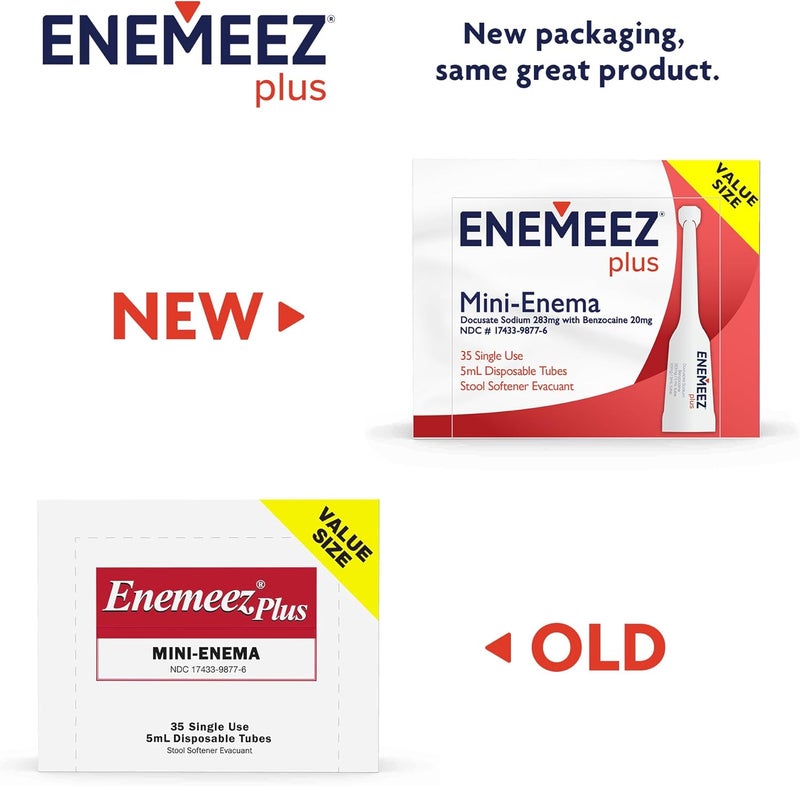 Enemeez Plus Enema for Constipation  283mg Docusate Sodium 20mg Benzocaine Stool Softeners Mini Enema Relief 35 Count Pack of 1 - Image 3