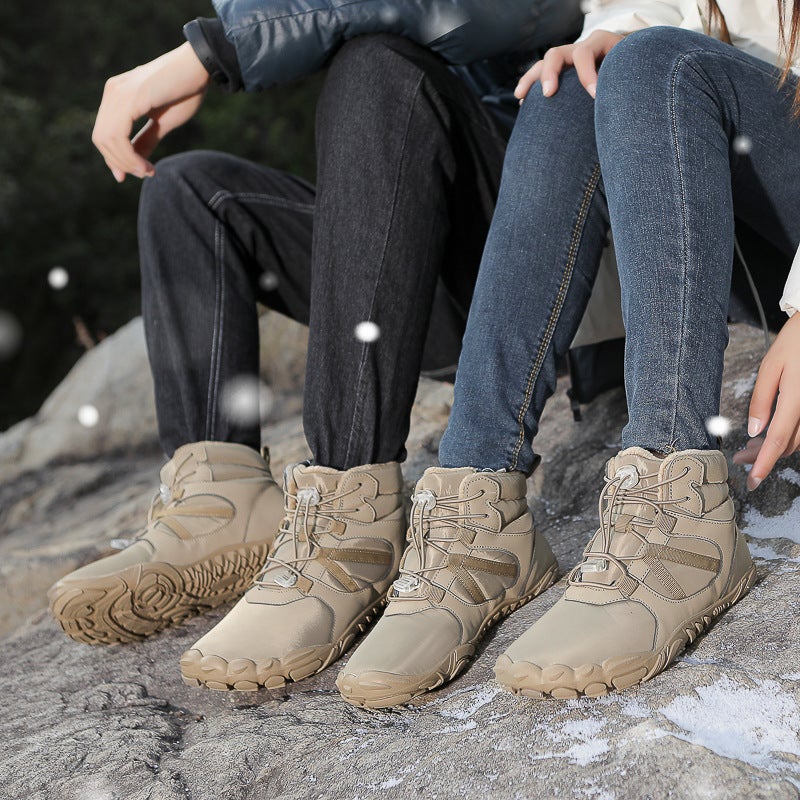 2024 Fleece-Lined Hiking Shoes Joker Shoes Snow Boots Warm Breathable Couple High Casual Cotton Shoes - Image 5