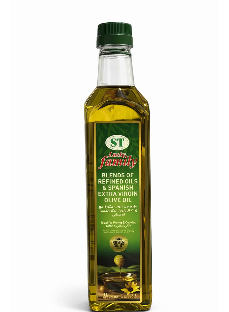 LUCKY FAMILY Blend and Refined Oils with Spanish Extra Virgin Olive Oil 1L - Image 1