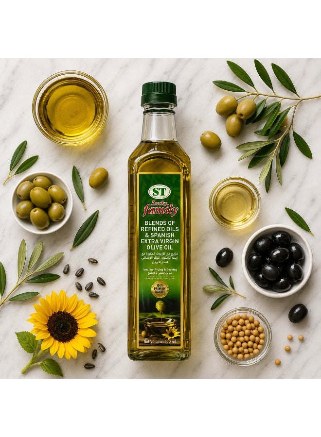 LUCKY FAMILY Blend and Refined Oils with Spanish Extra Virgin Olive Oil 1L - Image 3