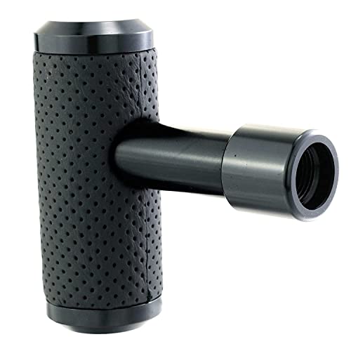 Abfer T Shifter Knob Car Gear Stick Head Replace Leather Shift Lever Knob Fit Most Automatic Manual Vehicles Trucks (Black) - Image 1