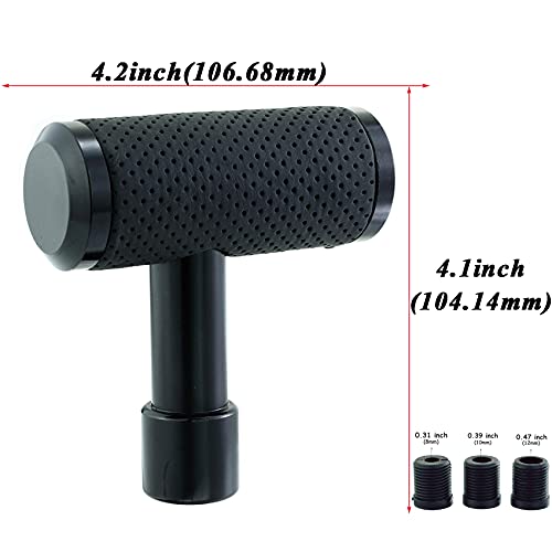 Abfer T Shifter Knob Car Gear Stick Head Replace Leather Shift Lever Knob Fit Most Automatic Manual Vehicles Trucks (Black) - Image 2