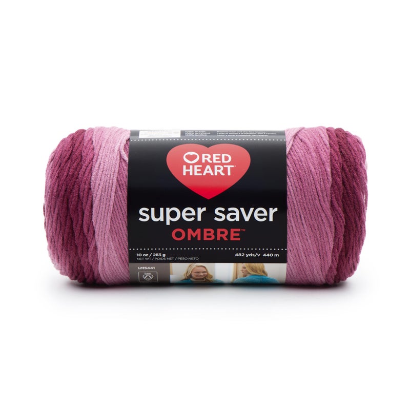 RED HEART E305.3965 Super Saver Ombre Yarn, Mai Tai - Image 1