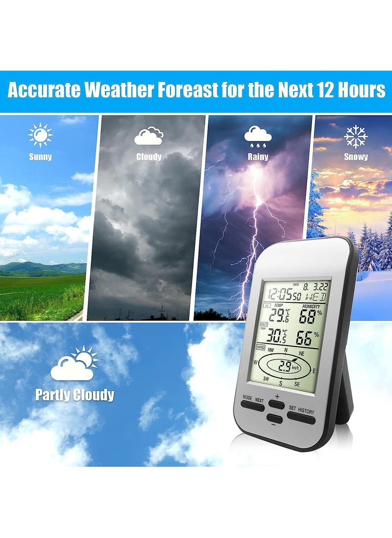 Excefore - Home Wireless Weather Stations, Multifunctional Wireless Weather Station with Measure Temperature, Humidity, Wind Speed/Wind Direction, Alarm Clock - Image 1