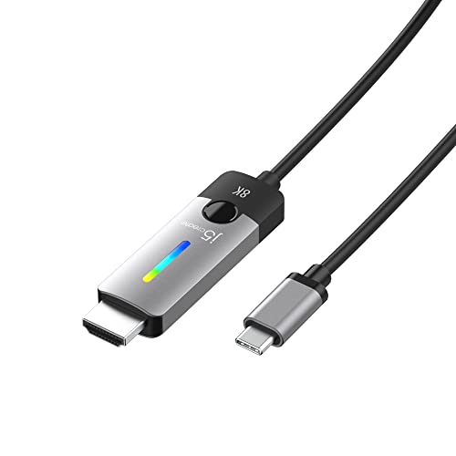 j5create USB Type C to HDMI Cable- 5.9FT / 1.8m (8K@60Hz, 4K@120Hz) with RGB LED Light for MacBook Pro, MacBook Air, iPad Pro, Samsung Galaxy, Surface Pro, Dell, HP (JCC157) - Image 1