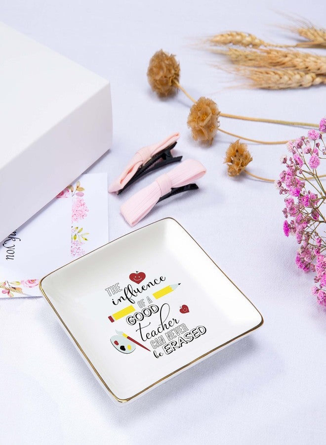 Topthink The influence of A Good Teacher Can Never Be Erased-Teachers Appreciation Week Gifts - Thanksgiving Birthday Christmas Gift for Educator-Ceramic Jewelry Holder Ring Dish Trinket Tray - Image 2