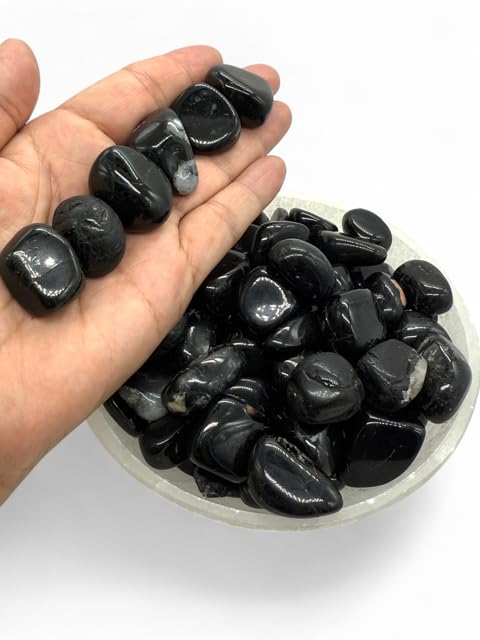 Pachamama Essentials One Black Tourmaline Tumbled Stone (20mm-25mm; 0.79 inches-0.98 inches) - Image 2