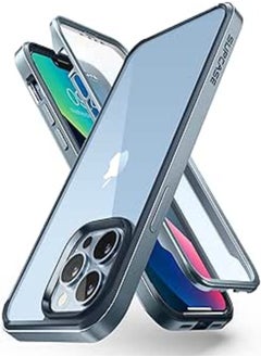SupCase Supcase ub edge pro series case for iphone 13 pro (2021 release) 6.1 inch, slim frame clear protective case with built-in screen protector (cerulean) 