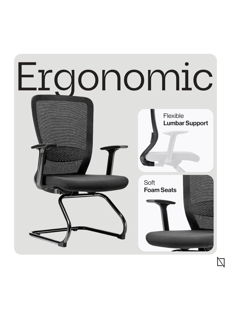 NAVODESK NAVO Ergolite Ergonomic Office Chair, High Back Desk Chair with 2D Armrest, Computer Chair with Lumbar Support and Moulded Thick Cushion (Visitor, Black) - Image 2