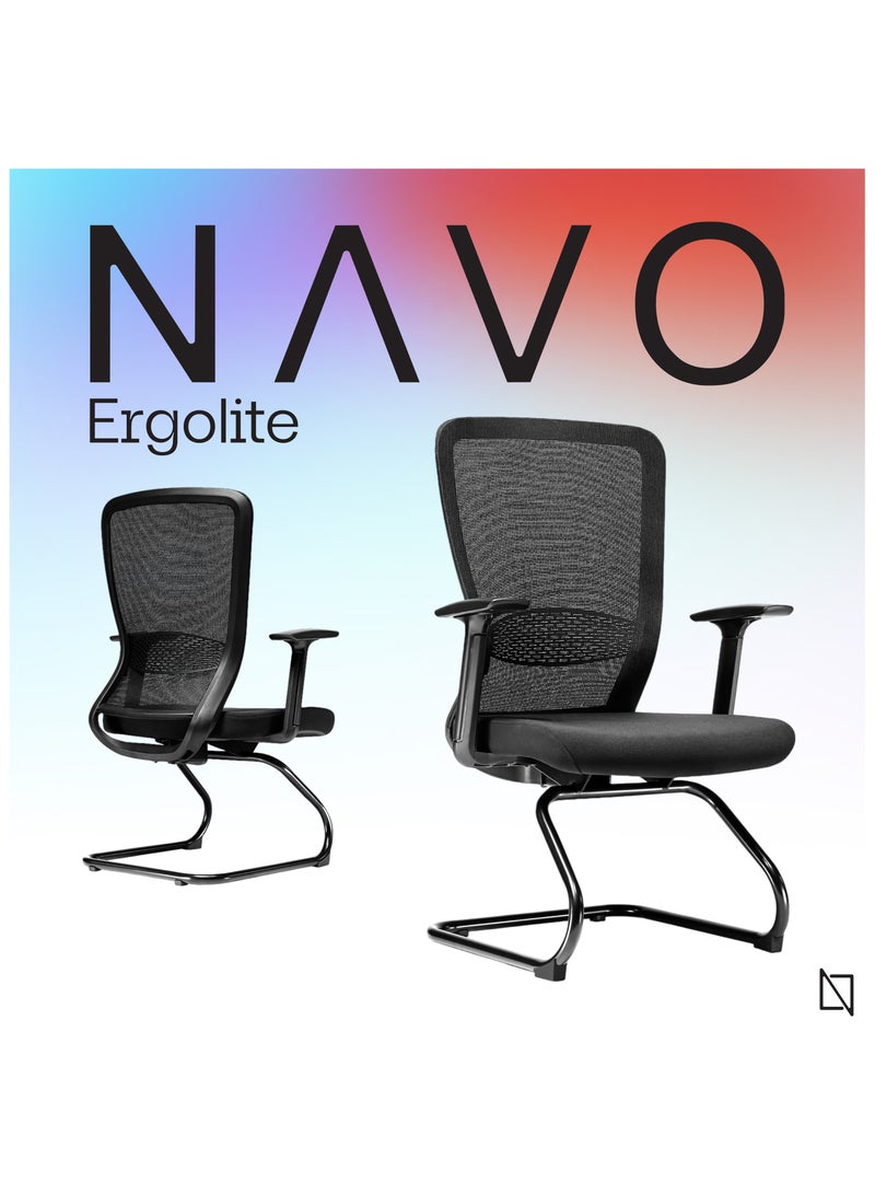NAVODESK NAVO Ergolite Ergonomic Office Chair, High Back Desk Chair with 2D Armrest, Computer Chair with Lumbar Support and Moulded Thick Cushion (Visitor, Black) - Image 5