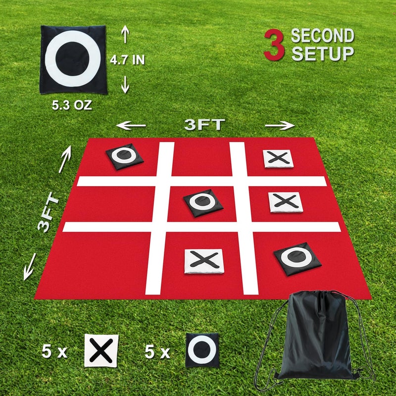 PJDRLLC Giant Tic Tac Toe Bean Bag Toss - Outdoor Camping Backyard Lawn Games for Kids Adults - Large Indoor Family Games for Christmas Party - Image 2