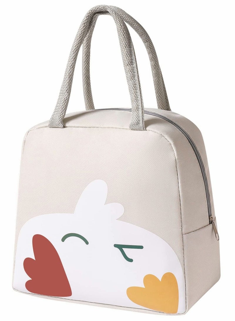 SYOSI Insulated Lunch Bag, Leak Proof Reusable Tote, Waterproof Ladies Men's Kids Beach Hiking School Work Picnic Carrying Bag (Beige) - Image 1