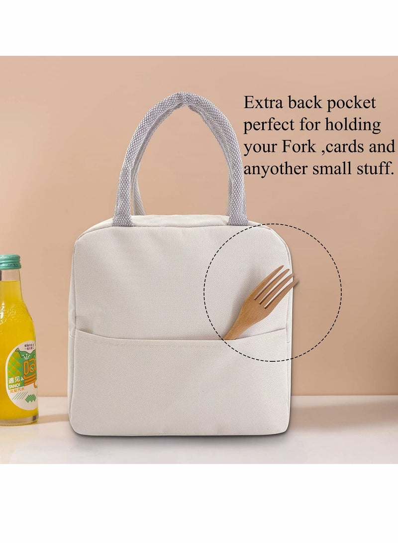 SYOSI Insulated Lunch Bag, Leak Proof Reusable Tote, Waterproof Ladies Men's Kids Beach Hiking School Work Picnic Carrying Bag (Beige) - Image 3