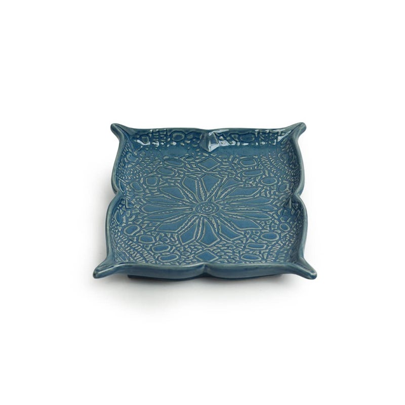 ExclusiveLane Ceramic Serving Platters for Snacks Starter | 'Coral Reef' Hand Glazed Studio Pottery Serving Plates for Dining Table Serveware (Set of 1, Dishwasher & Microwave Safe) - Image 4