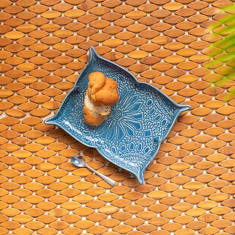 ExclusiveLane Ceramic Serving Platters for Snacks Starter | 'Coral Reef' Hand Glazed Studio Pottery Serving Plates for Dining Table Serveware (Set of 1, Dishwasher & Microwave Safe) - Image 1