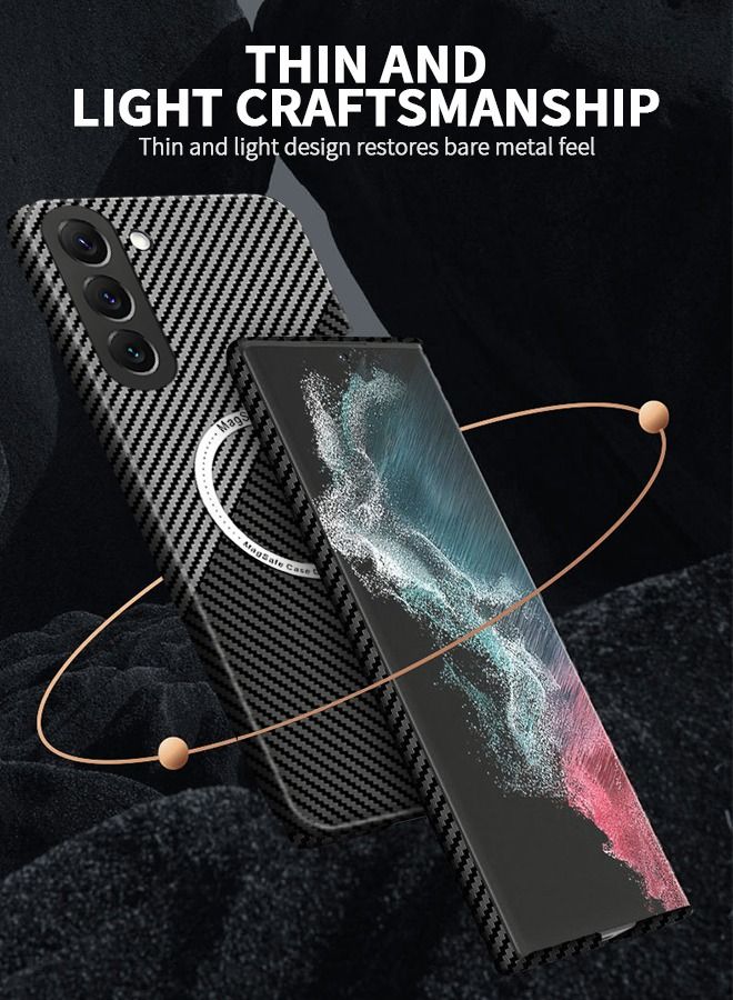 GROIC Compatible with Samsung Galaxy S23 Plus Case, Carbon Fiber Slim Phone Shell, Compatible with MagSafe Accessories, Shock Resistant Phone Case, Support Wireless Charging Phone Cover 6.6'' - Image 4