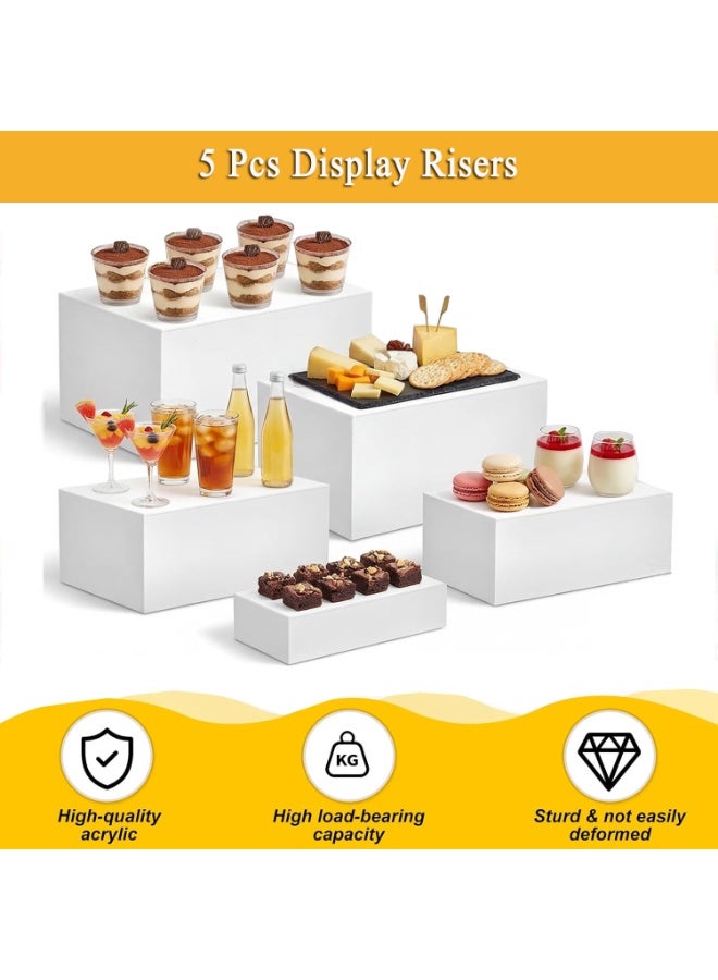 Acrylic Food Display Risers, Set of 5 Rectangular Display Stand Shelf Buffet Risers for Catering Dessert Buffet Table, Parties, Weddings, Collectibles Shoes Display - Image 3