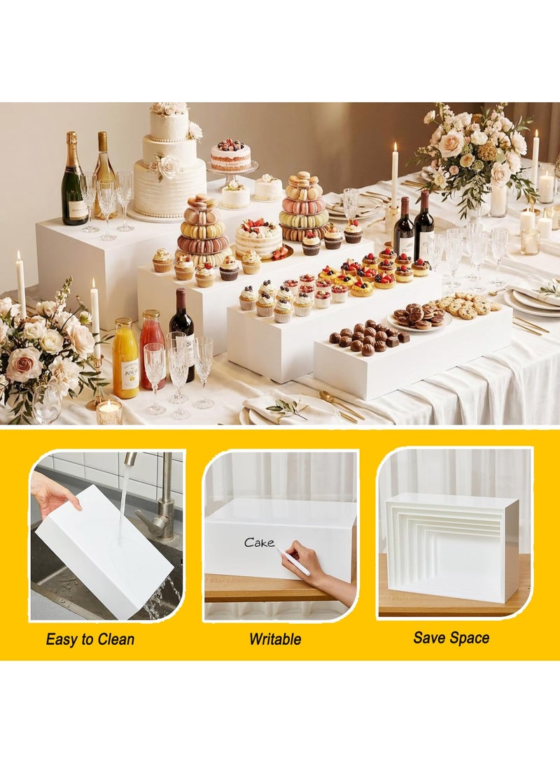 Acrylic Food Display Risers, Set of 5 Rectangular Display Stand Shelf Buffet Risers for Catering Dessert Buffet Table, Parties, Weddings, Collectibles Shoes Display - Image 4