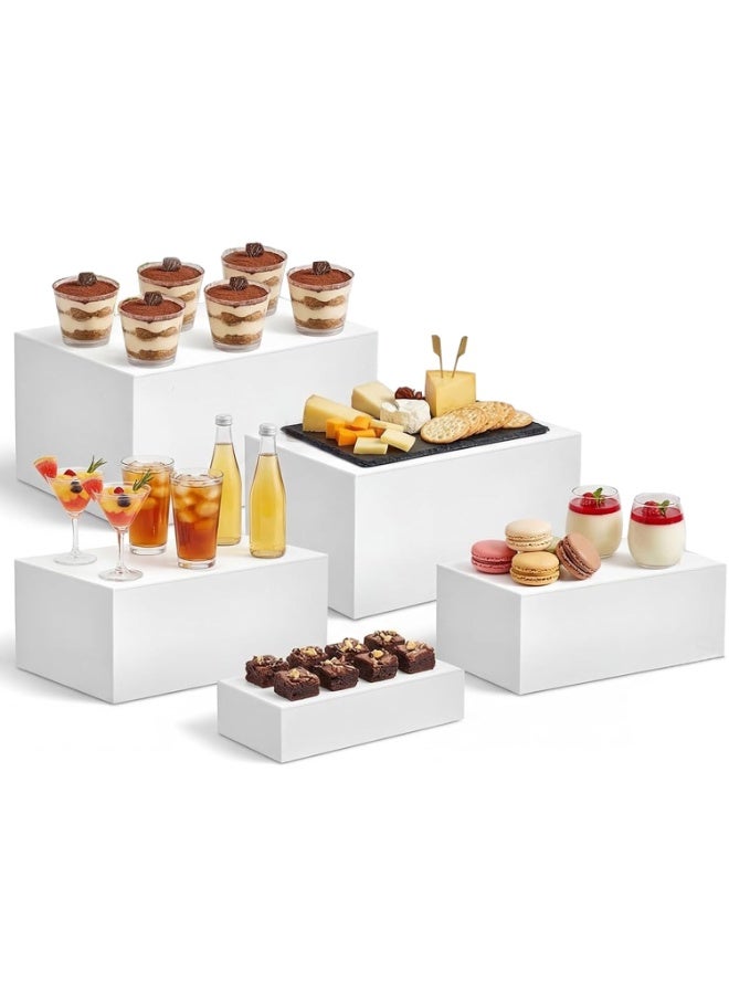 Acrylic Food Display Risers, Set of 5 Rectangular Display Stand Shelf Buffet Risers for Catering Dessert Buffet Table, Parties, Weddings, Collectibles Shoes Display - Image 1