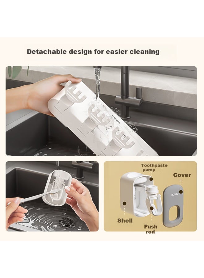 Ecoco Italian Cocoa Ecoco Toothbrush Holder, No Drilling Required, Mouthwash Cup, Toothbrush Cup, Wall-mounted Electric Toothbrush Rack, Toothpaste Dispenser - Image 1