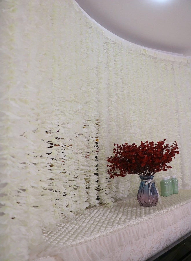 LUSHIDI 32.8Ft Artificial Silk Wisteria Vine Hanging Flowers Garland Home Outdoor Wedding Arch Garden Wall Decor,Pack of 10 (Off White) - Image 3