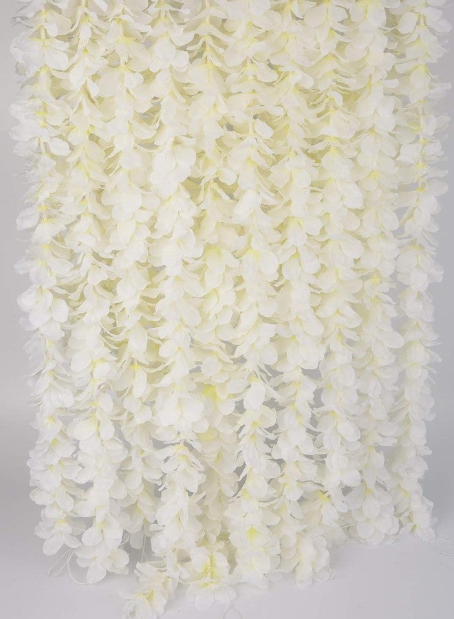 LUSHIDI 32.8Ft Artificial Silk Wisteria Vine Hanging Flowers Garland Home Outdoor Wedding Arch Garden Wall Decor,Pack of 10 (Off White) - Image 1