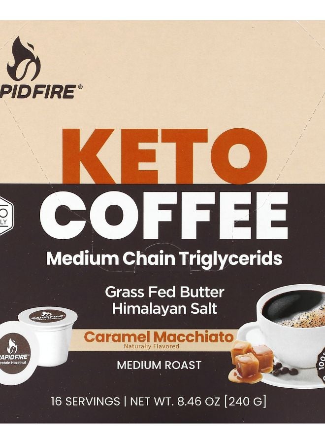 Keto Coffee Pod Caramel Macchiato Medium Roast 16 Pods 8.46 oz (240 g)
