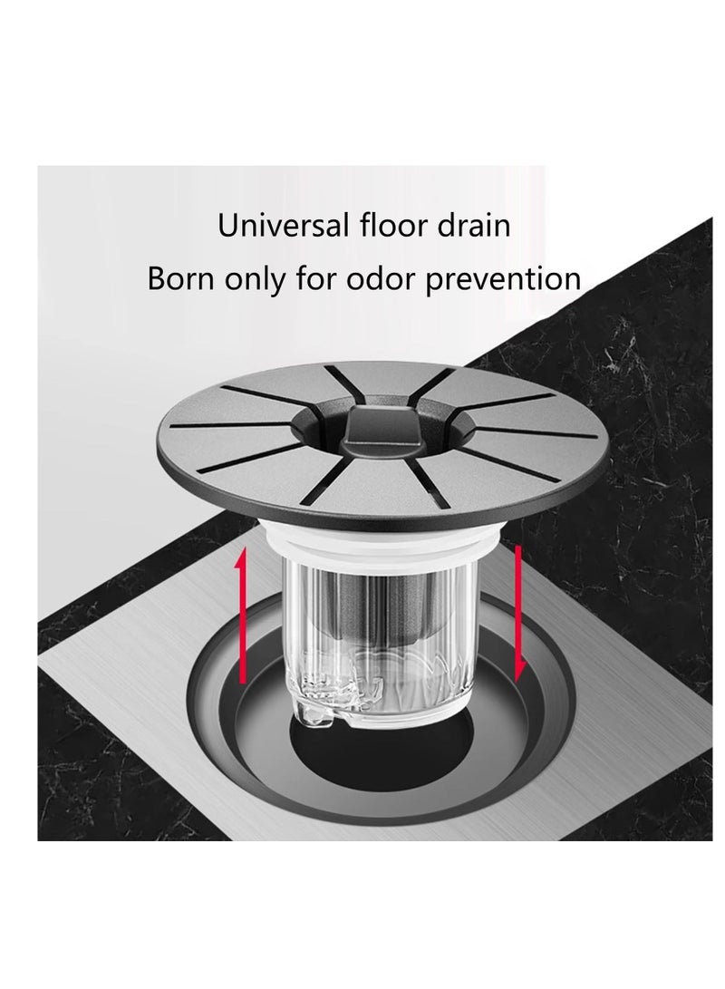 Excefore 2 Pack Drain Filter, Removable Filter Basket, Odor FreesUniversal Bathroom Sink Stopper, Suitable for Home, Hotels, Public Restrooms (Gray, Bright Silver) - Image 2