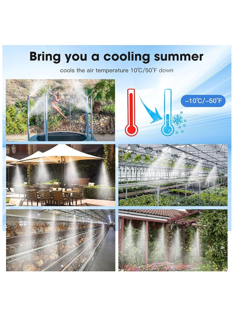 NANAO Misting Cooling System, 66FT (20M) Misting Line + 20 Brass Mist Nozzles + 19 Tees Connector + a Brass Adapter (3/4"),Outdoor Mister for Patio Waterpark Garden Trampoline Greenhouse - Image 3