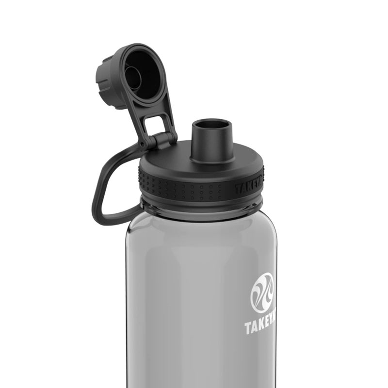 Takeya Tritan Sport Water Bottle with Spout Lid  BPAFree  DishwasherSafe Water Bottle  Reusable Bottle with Lid Handle  Simple LeakProof Water Bottle  32 oz Stormy Black