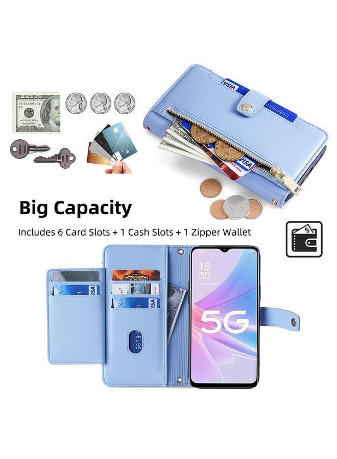 اس-توب جراب هاتف OPPO A58 5G من جلد الأغنام مع سحاب ومحفظة وغطاء حماية متقاطع للجسم - Image 3