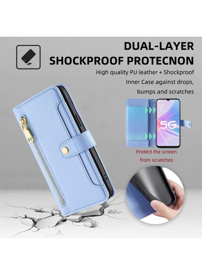 اس-توب جراب هاتف OPPO A58 5G من جلد الأغنام مع سحاب ومحفظة وغطاء حماية متقاطع للجسم - Image 4