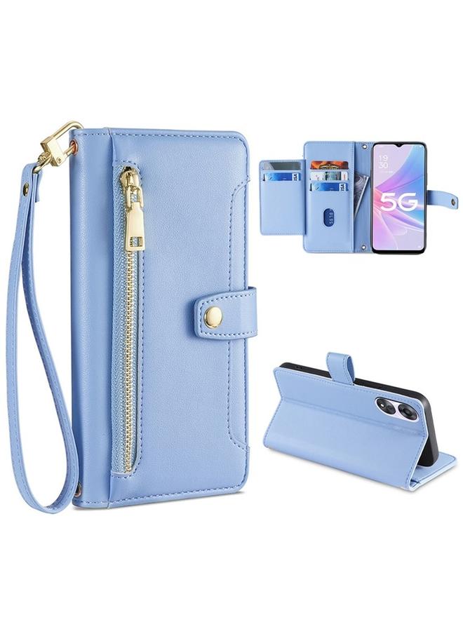 اس-توب جراب هاتف OPPO A58 5G من جلد الأغنام مع سحاب ومحفظة وغطاء حماية متقاطع للجسم - Image 1