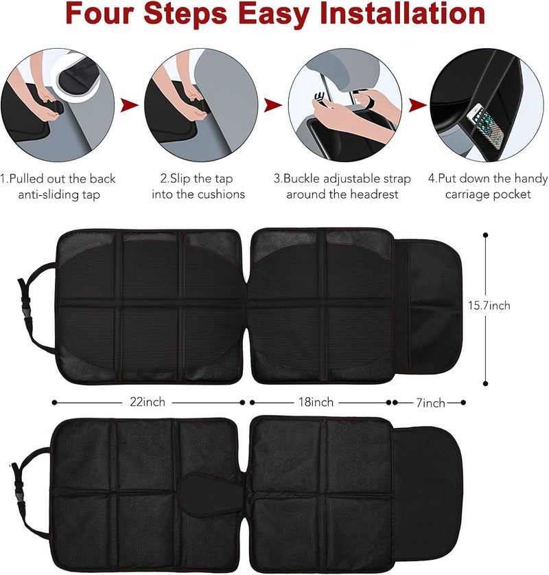 Beicarin Car Seat Protector Cushion Mat, 2 Pack with Organizer Pocket, Waterproof and Non-Slip for SUV, Sedan, Truck - Image 4