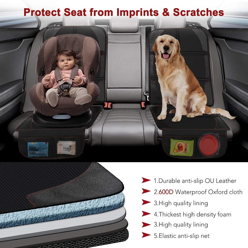 Beicarin Car Seat Protector Cushion Mat, 2 Pack with Organizer Pocket, Waterproof and Non-Slip for SUV, Sedan, Truck - Image 3