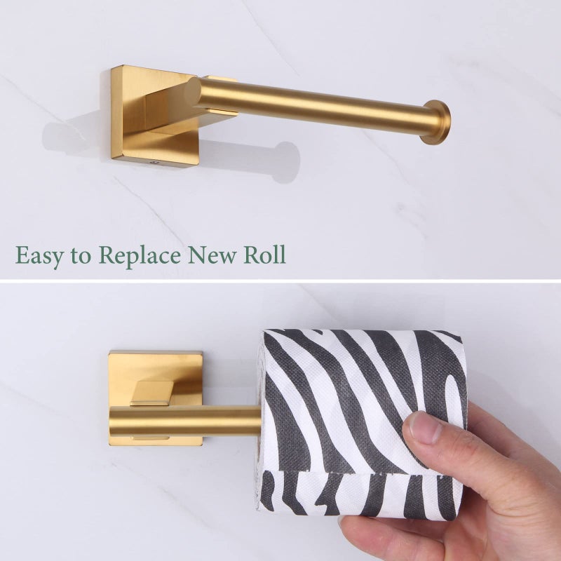 Suyar Brushed Gold Toilet Paper Holder  SUS 304 Stainless Steel Bathroom Toilet Paper Roll Holder Wall Mount - Image 5